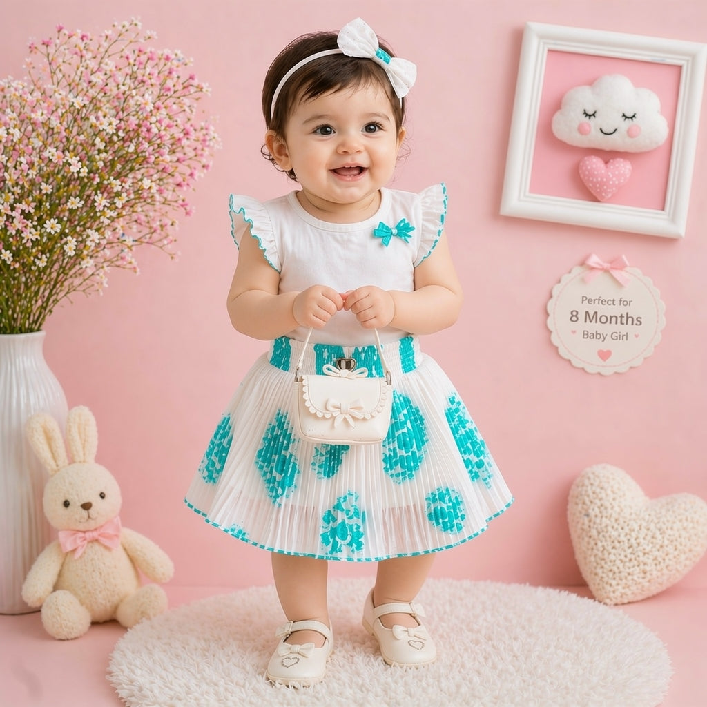 Baby Girl Single Piece Georgette Skirt | Soft Pleated Designer Skirt (6 Months to 5 Years)