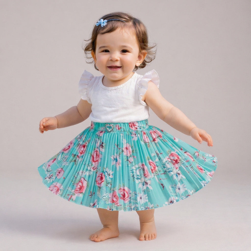 Baby Girls Floral Pleated Skirt (Single Piece Only - Skirt)