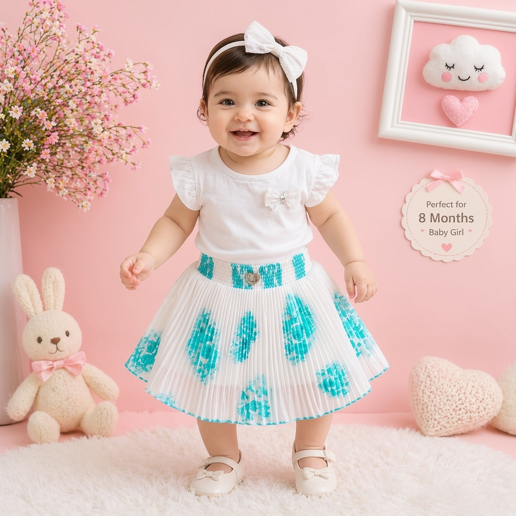 Baby Girl Single Piece Georgette Skirt | Soft Pleated Designer Skirt (6 Months to 5 Years)