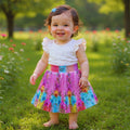Baby Girls Single Piece Floral Pleated Satin Skirt with Elastic Waist & Inner Lining (Astar) – 100% Quality Guaranteed
