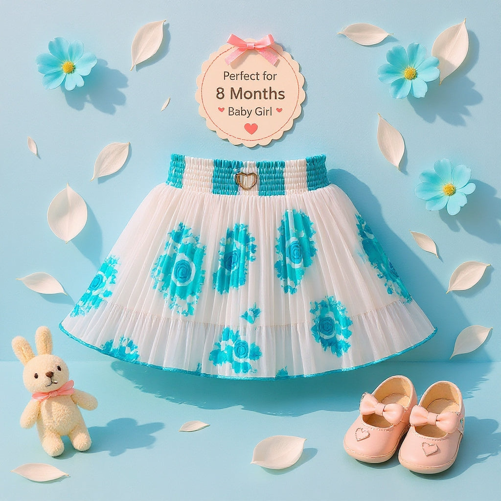 Baby Girl Single Piece Georgette Skirt | Soft Pleated Designer Skirt (6 Months to 5 Years)