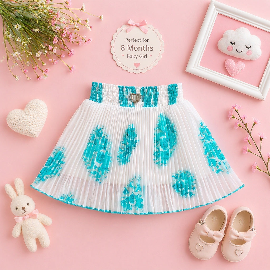 Baby Girl Single Piece Georgette Skirt | Soft Pleated Designer Skirt (6 Months to 5 Years)
