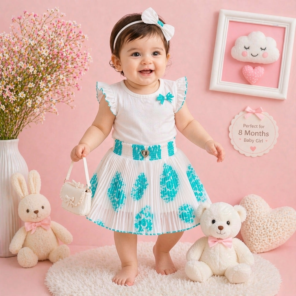 Baby Girl Single Piece Georgette Skirt | Soft Pleated Designer Skirt (6 Months to 5 Years)