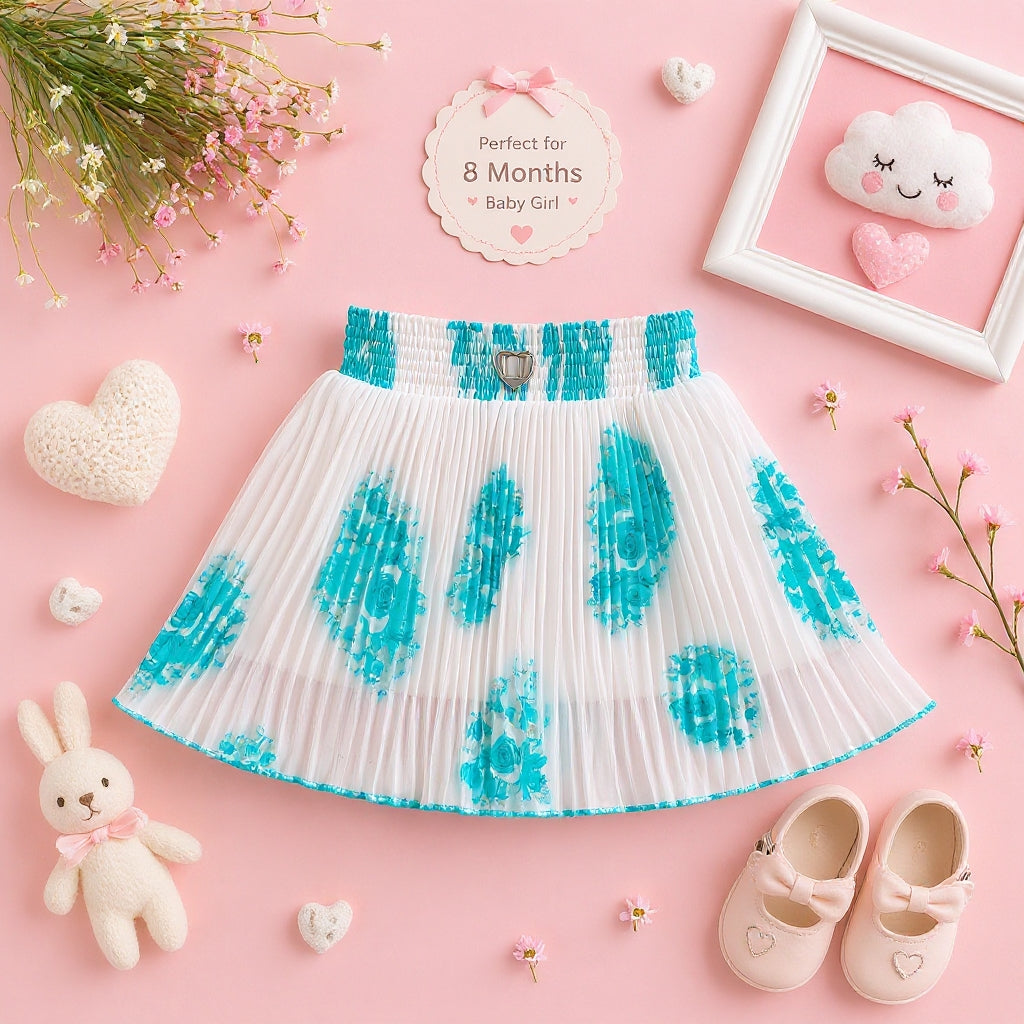 Baby Girl Single Piece Georgette Skirt | Soft Pleated Designer Skirt (6 Months to 5 Years)