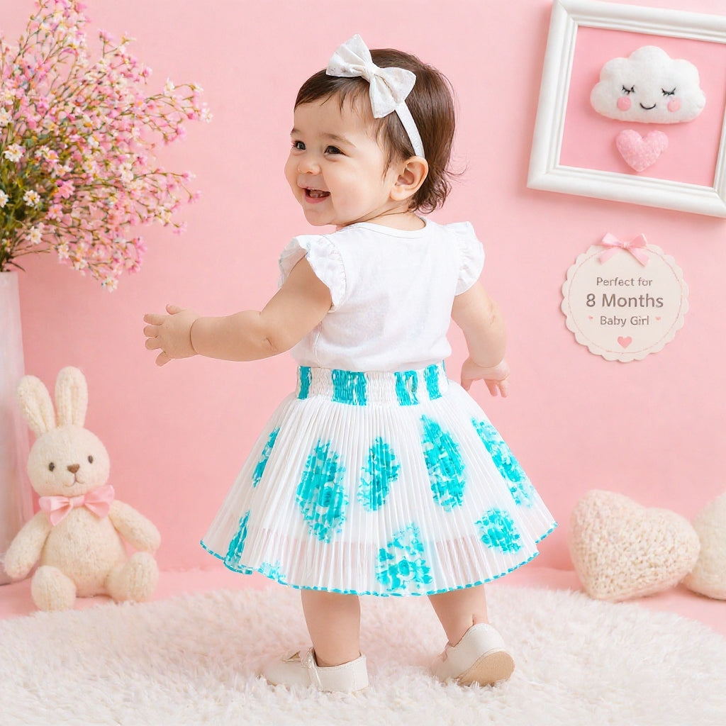 Baby Girl Single Piece Georgette Skirt | Soft Pleated Designer Skirt (6 Months to 5 Years)