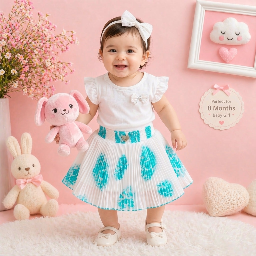 Baby Girl Single Piece Georgette Skirt | Soft Pleated Designer Skirt (6 Months to 5 Years)