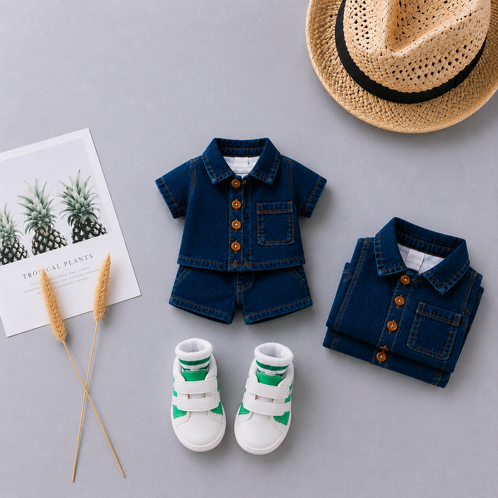 Baby Boys & Girls Soft Denim Summer Co-ord Set