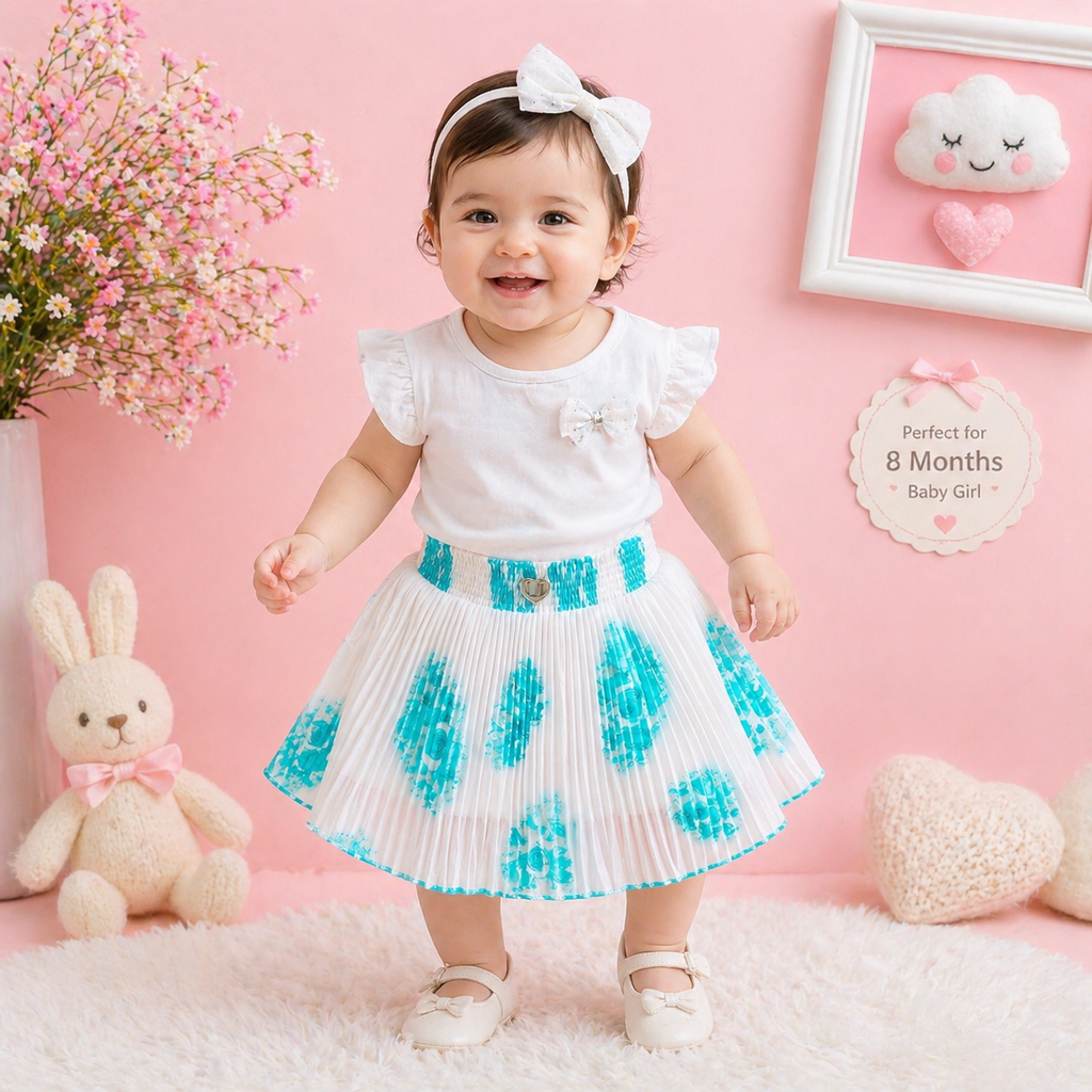 Baby Girl Single Piece Georgette Skirt | Soft Pleated Designer Skirt (6 Months to 5 Years)