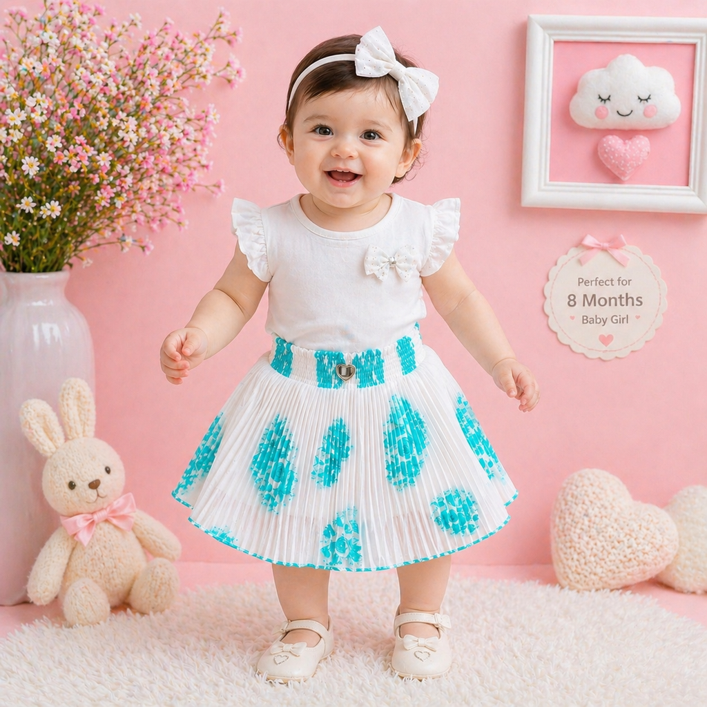 Baby Girl Single Piece Georgette Skirt | Soft Pleated Designer Skirt (6 Months to 5 Years)